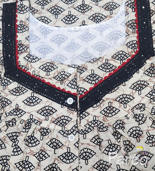Cotton With Pockets, Half Open Medium Printed Nighty