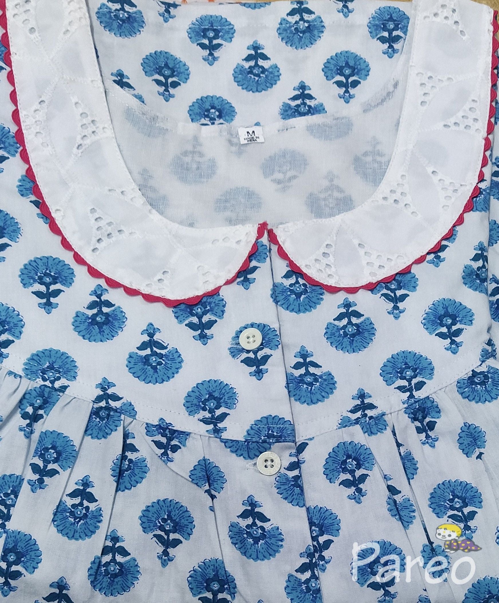 Cotton With Pockets, Half Open Medium Printed Nighty