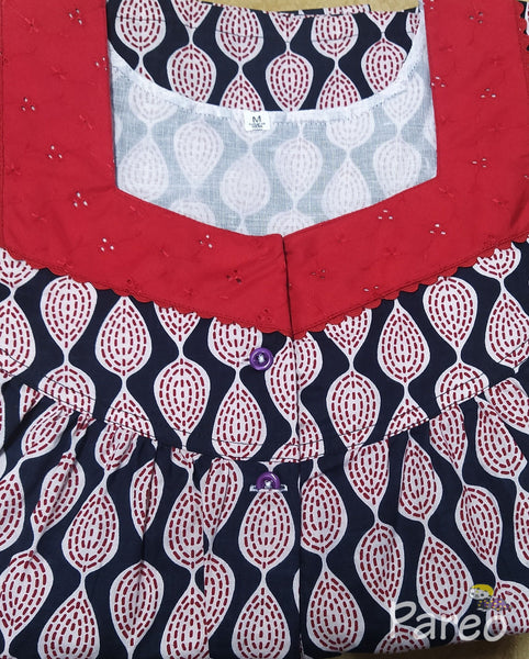 Cotton With Pockets, Half Open Medium Printed Nighty