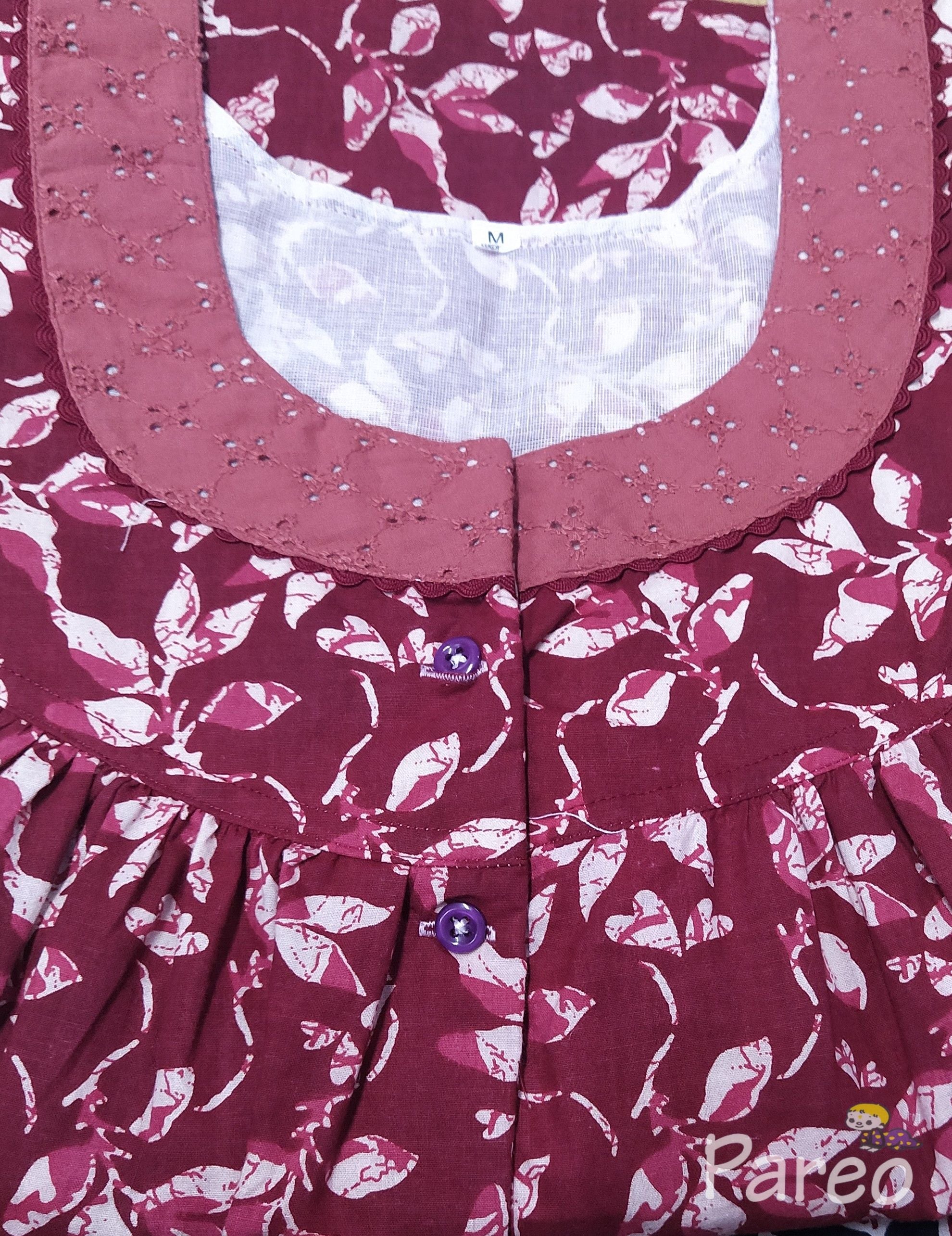 Cotton With Pockets, Half Open Medium Printed Nighty