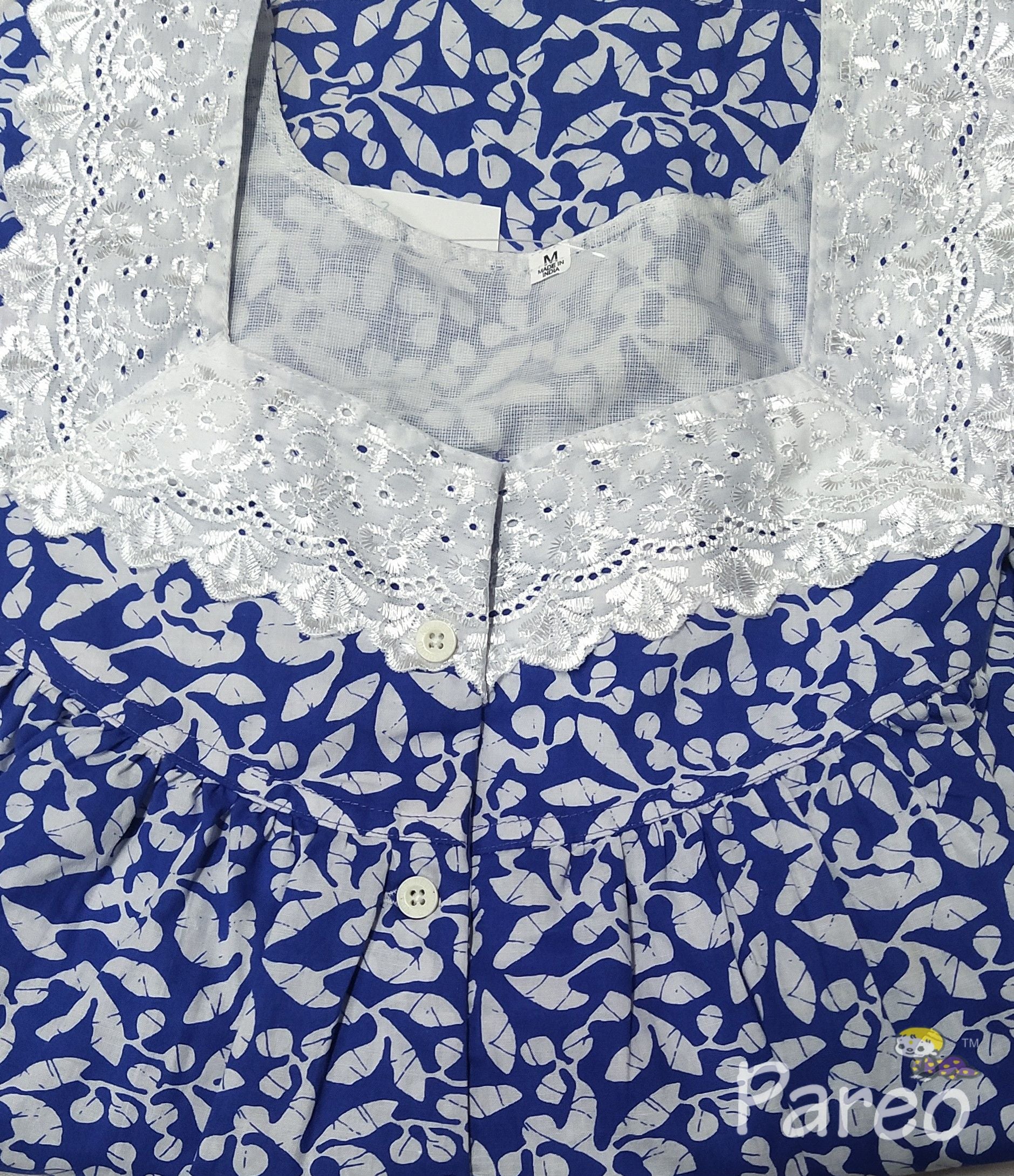 Cotton With Pockets, Half Open Medium Printed Nighty