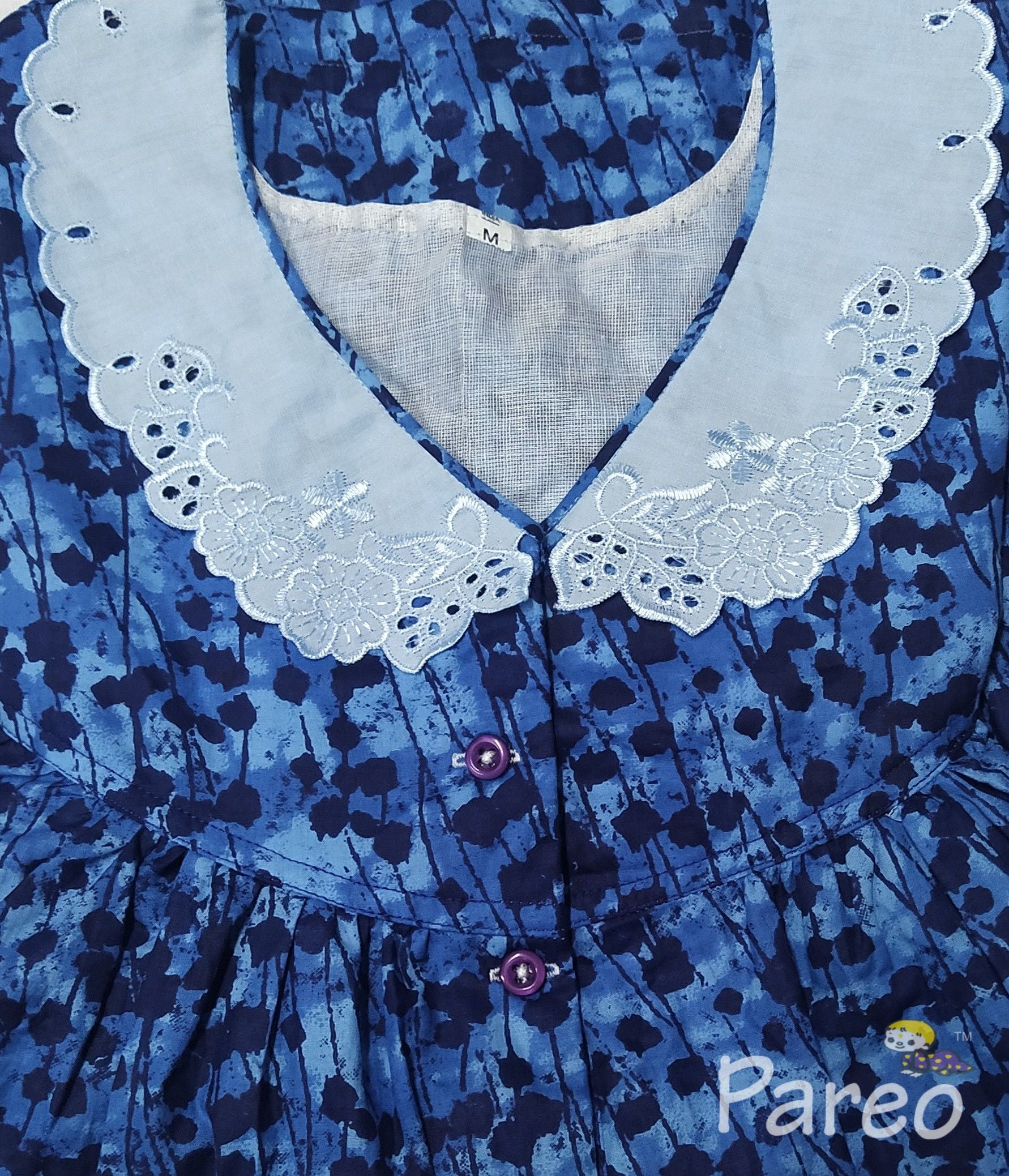 Soft Cotton With Pockets, Half Open Medium Printed Nighty