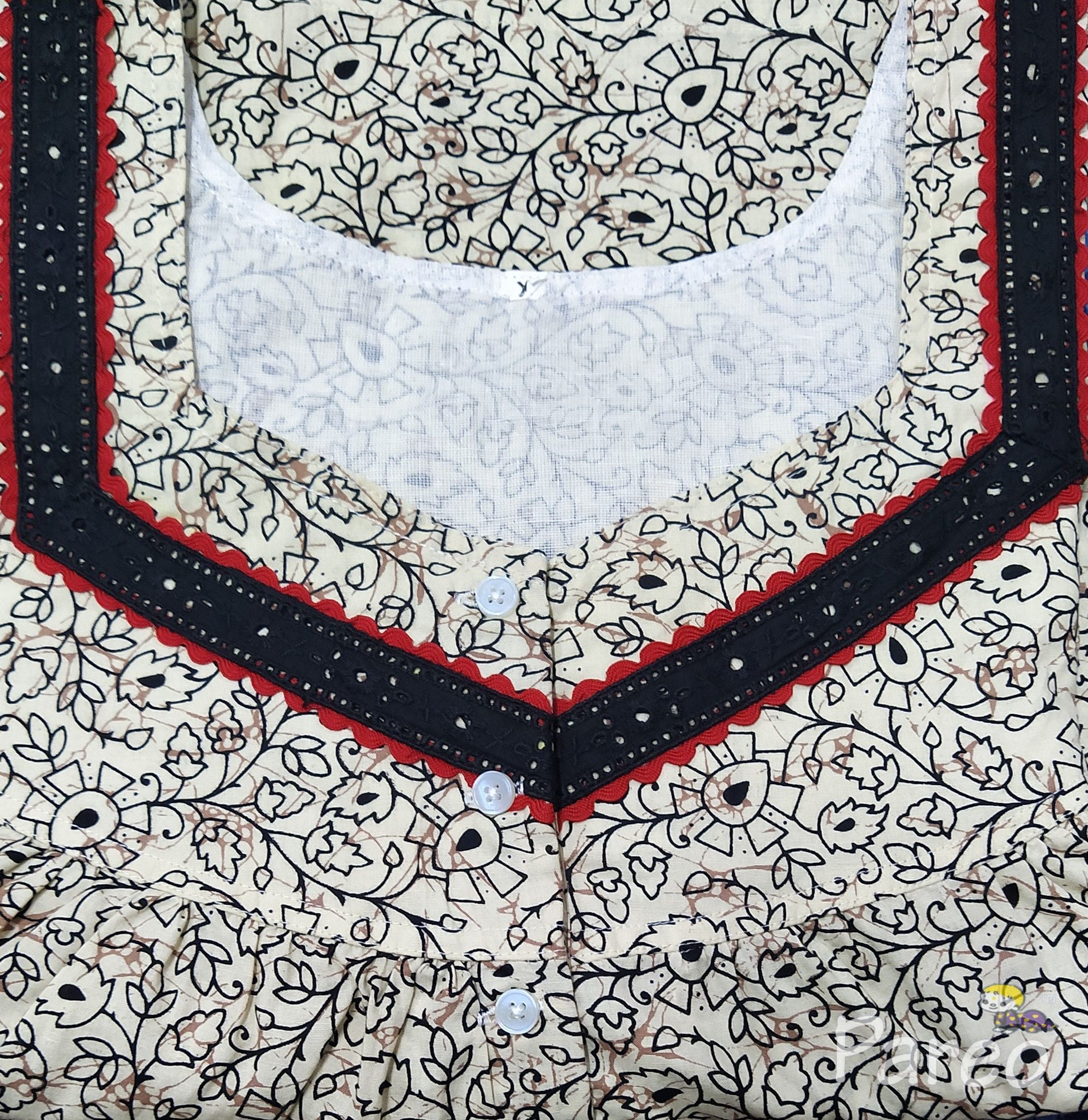 Cotton With Pockets, Half Open Xlarge Printed Nighty