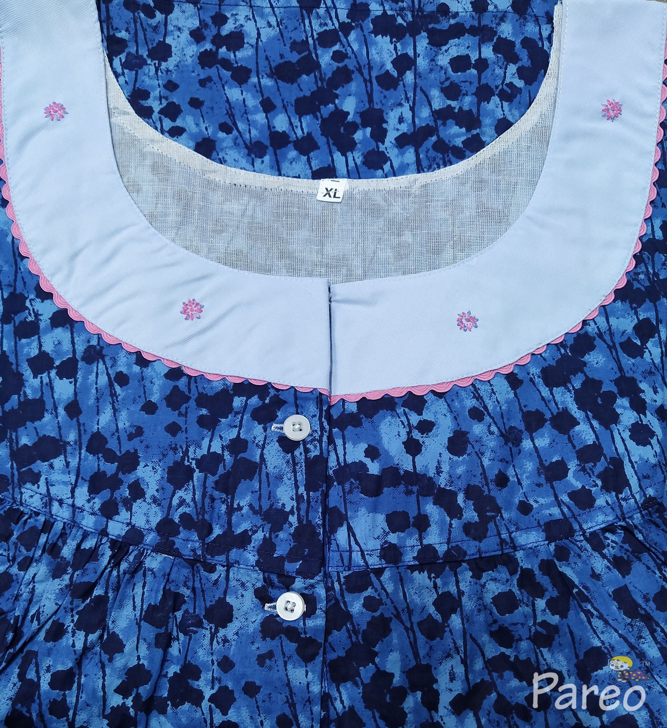 Soft Cotton With Pockets, Half Open Xlarge Printed Nighty