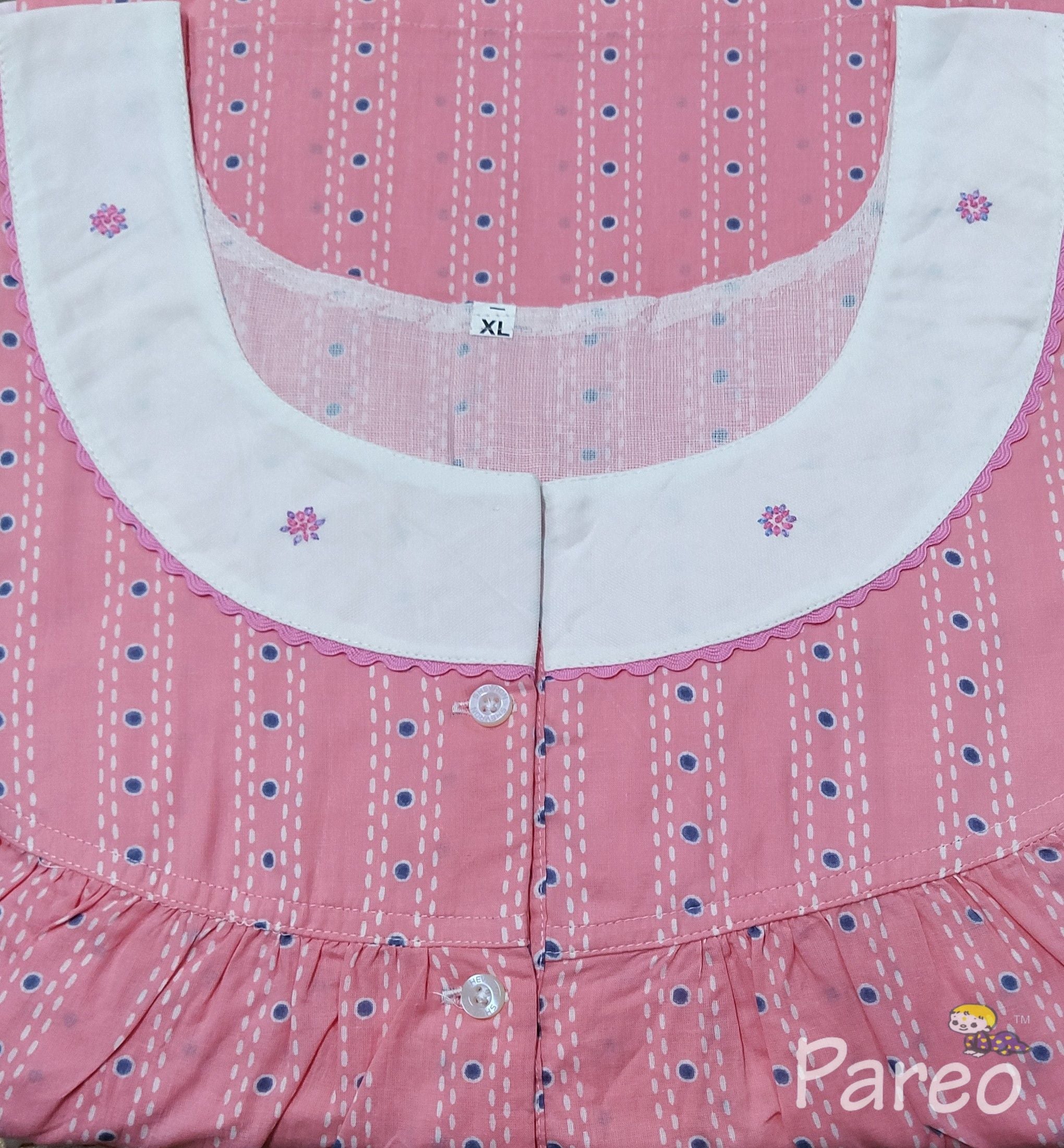 Soft Cotton With Pockets, Half Open Xlarge Printed Nighty