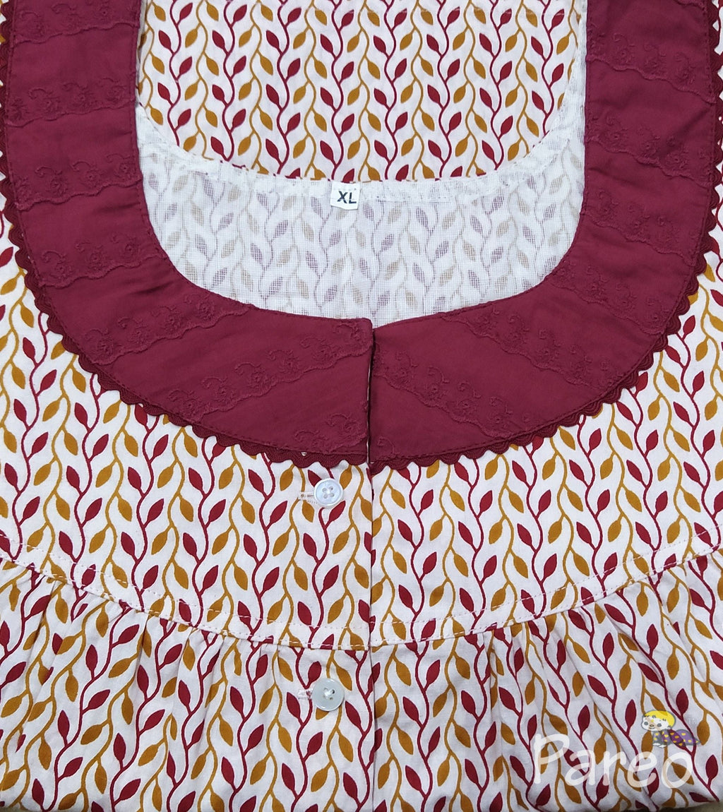 Cotton With Pockets, Half Open Xlarge Printed Nighty