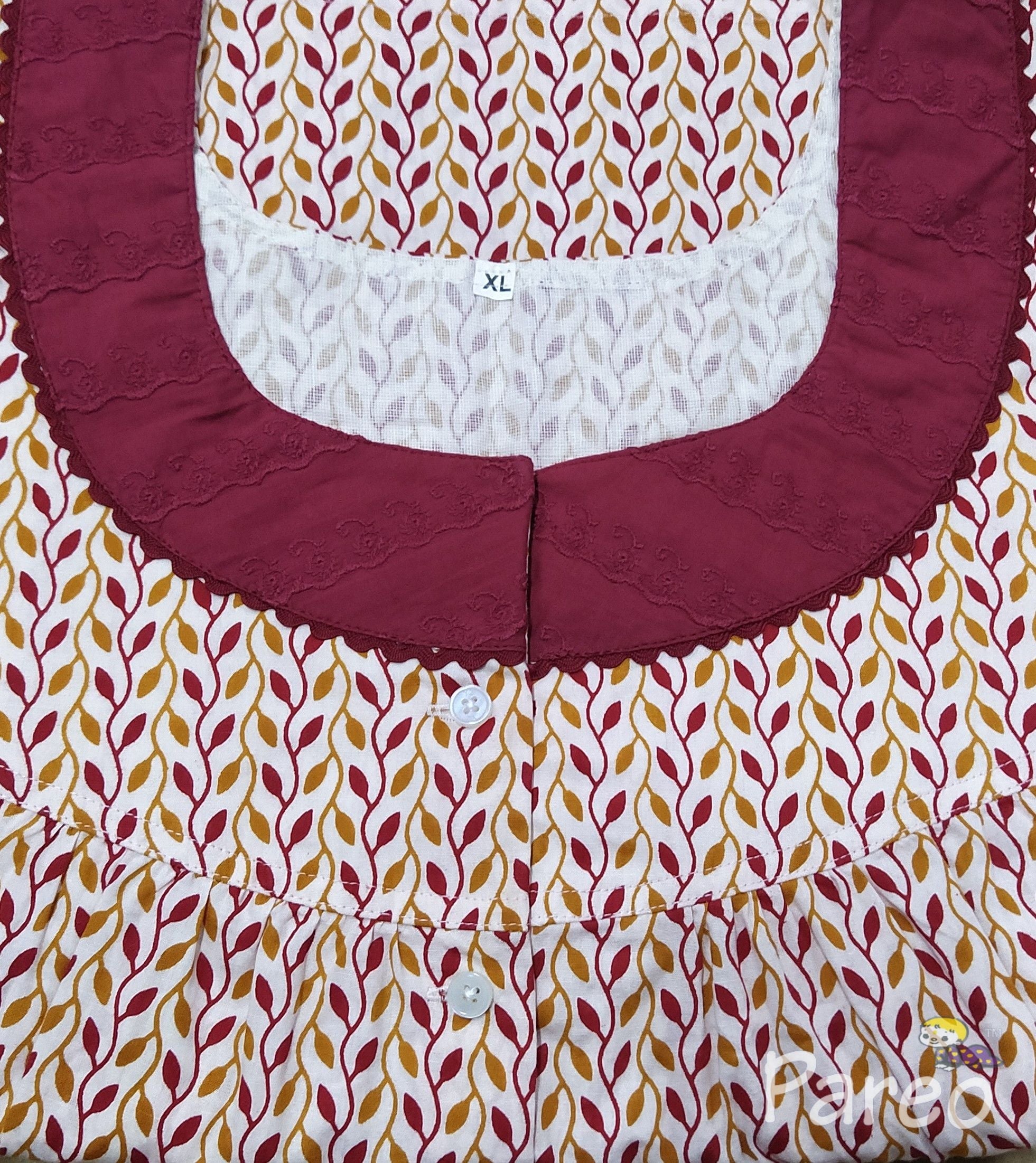 Cotton With Pockets, Half Open Xlarge Printed Nighty