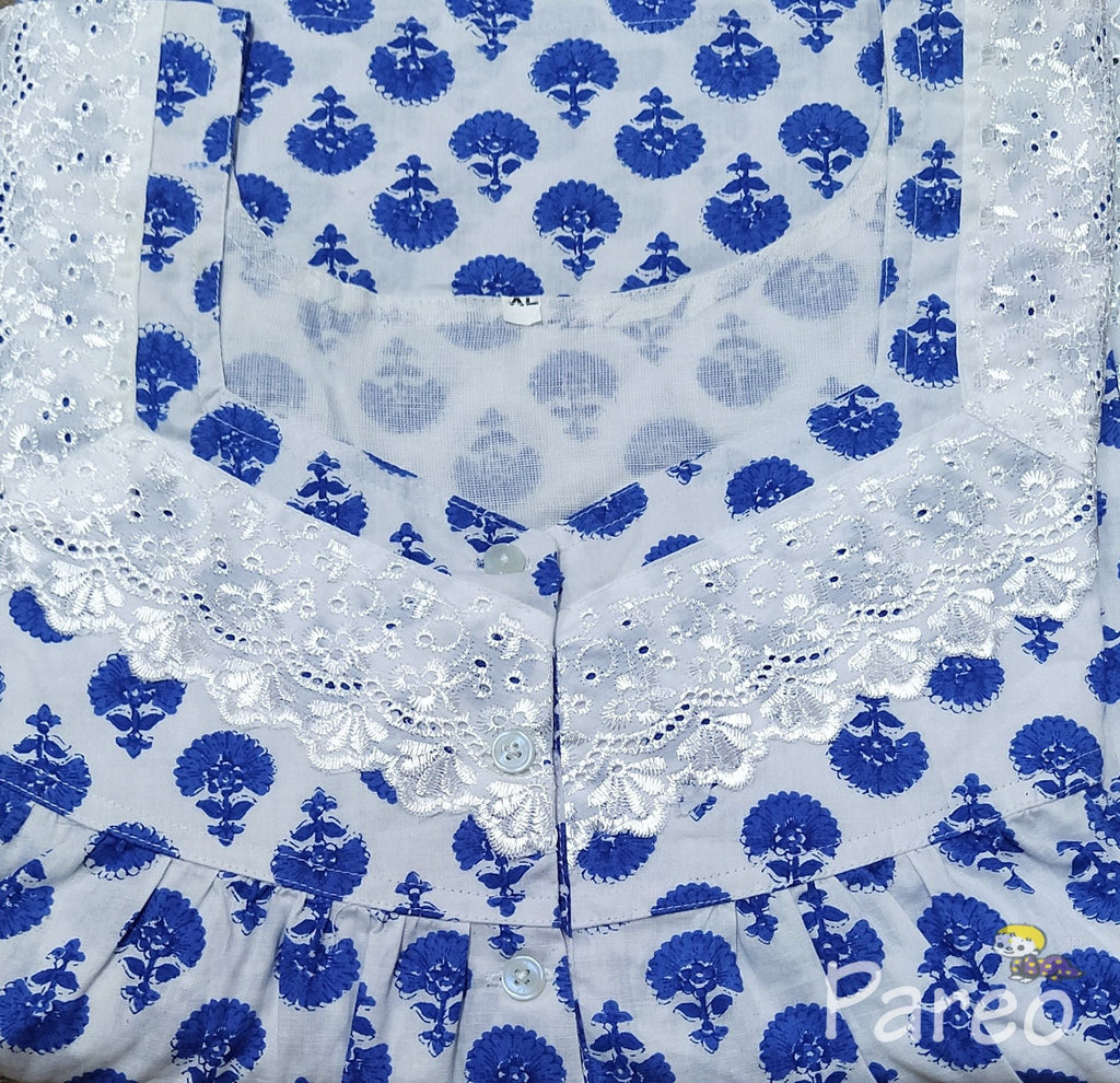 Cotton With Pockets, Half Open Xlarge Printed Nighty