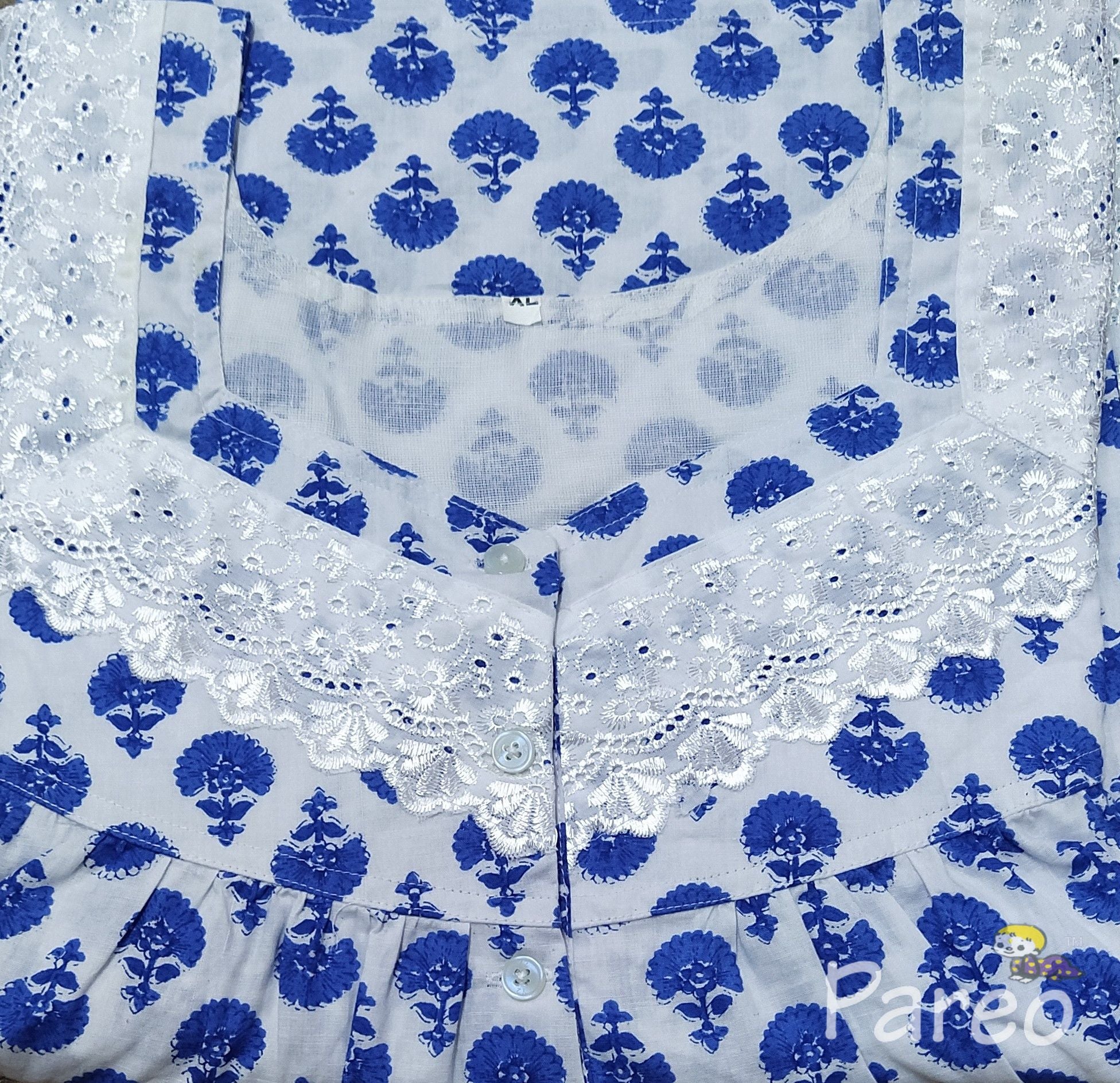 Cotton With Pockets, Half Open Xlarge Printed Nighty