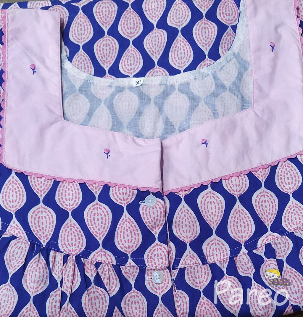 Cotton With Pockets, Half Open Xlarge Printed Nighty