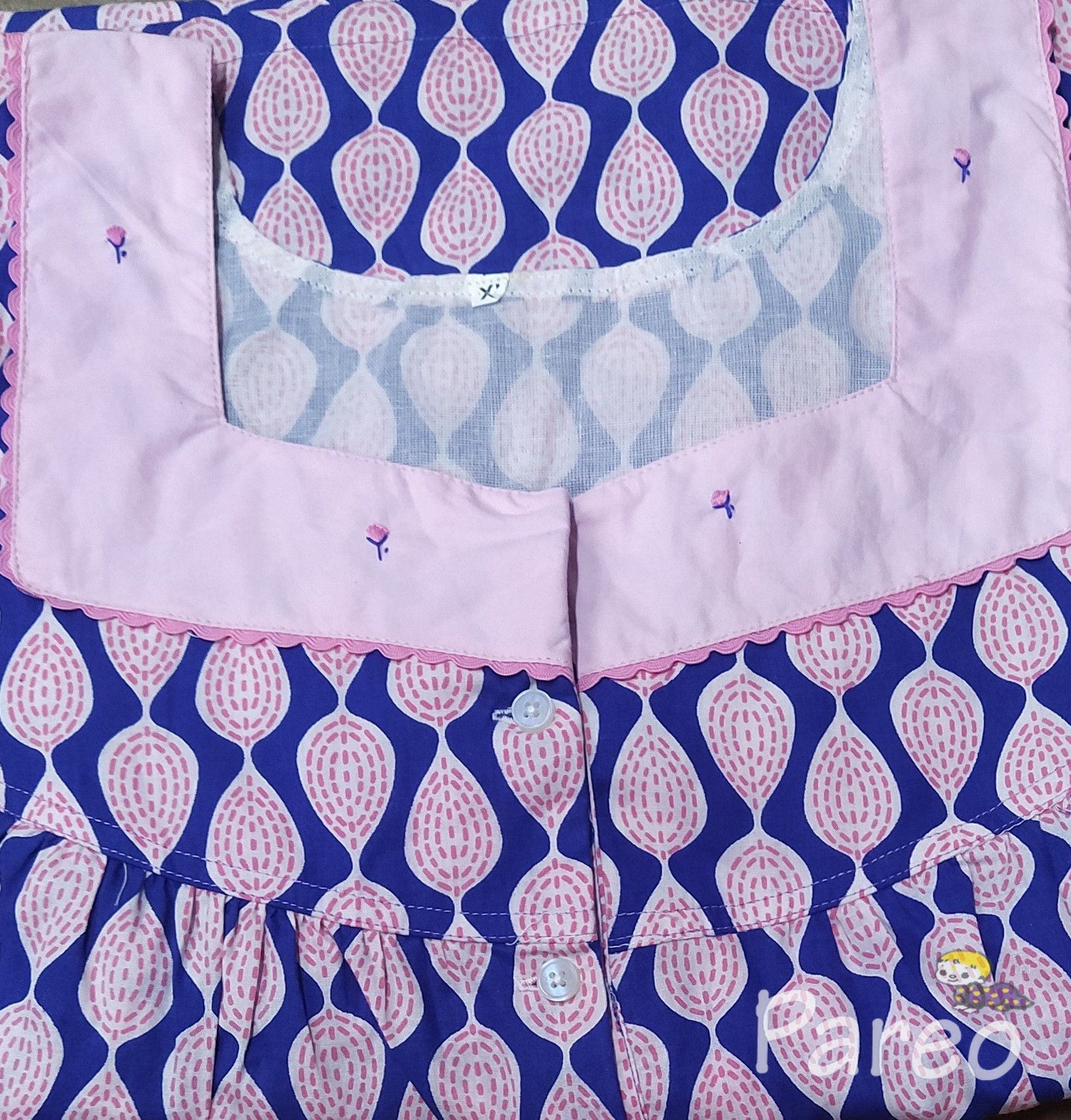 Cotton With Pockets, Half Open Xlarge Printed Nighty