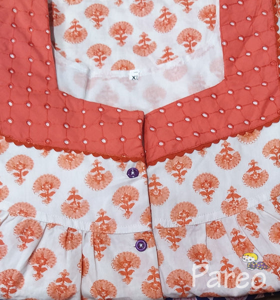 Cotton With Pockets, Half Open Xlarge Printed Nighty