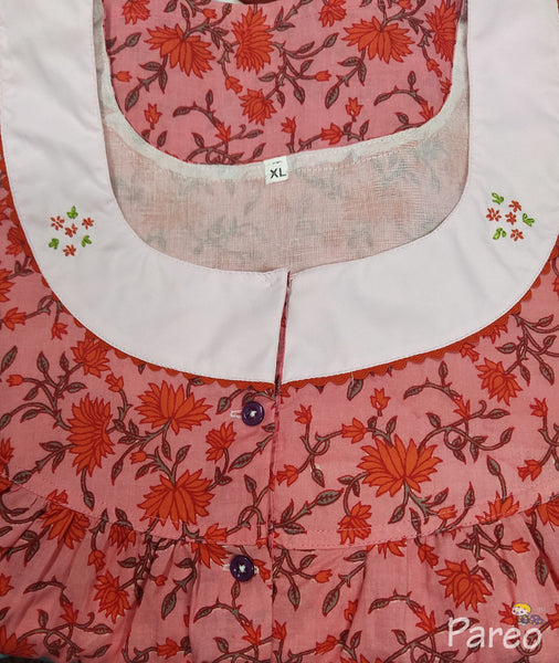 Soft Cotton With Pockets, Half Open Xlarge Printed Nighty