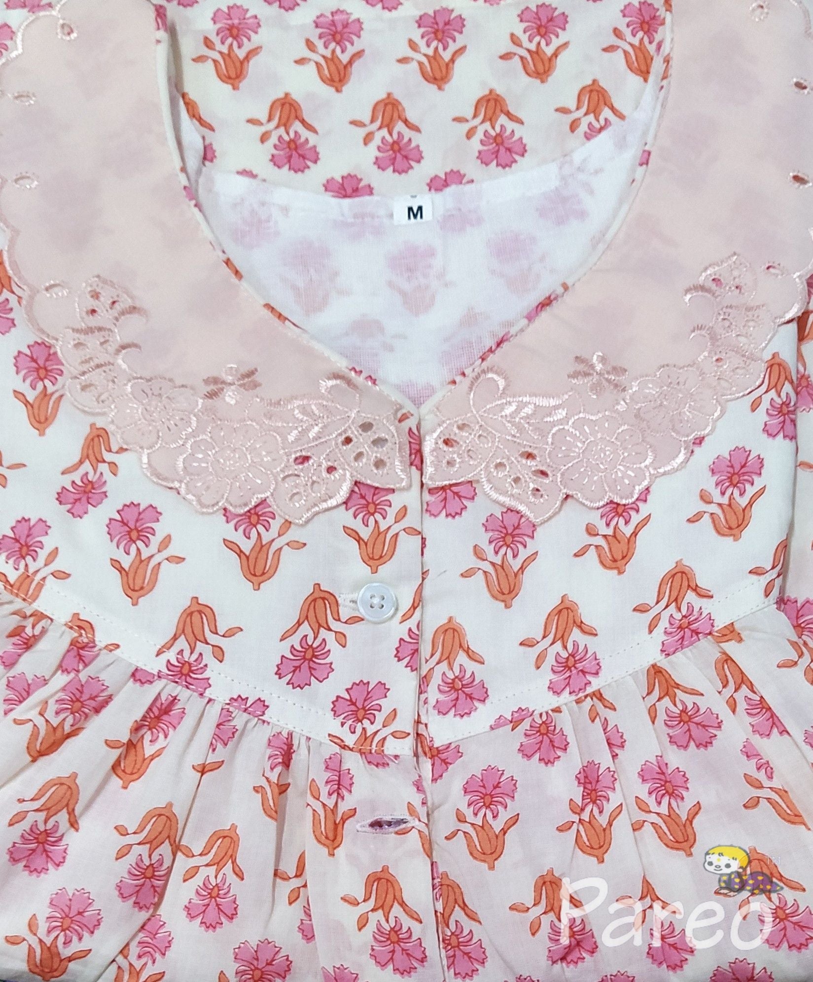 Soft Cotton With Pockets, Half Open Medium Printed Nighty