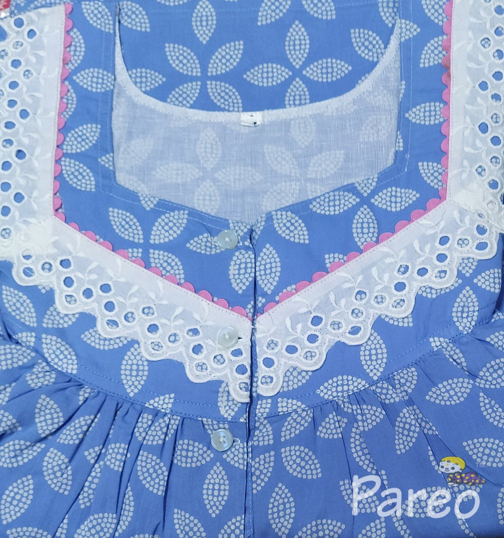 Soft Cotton With Pockets, Half Open Medium Printed Nighty
