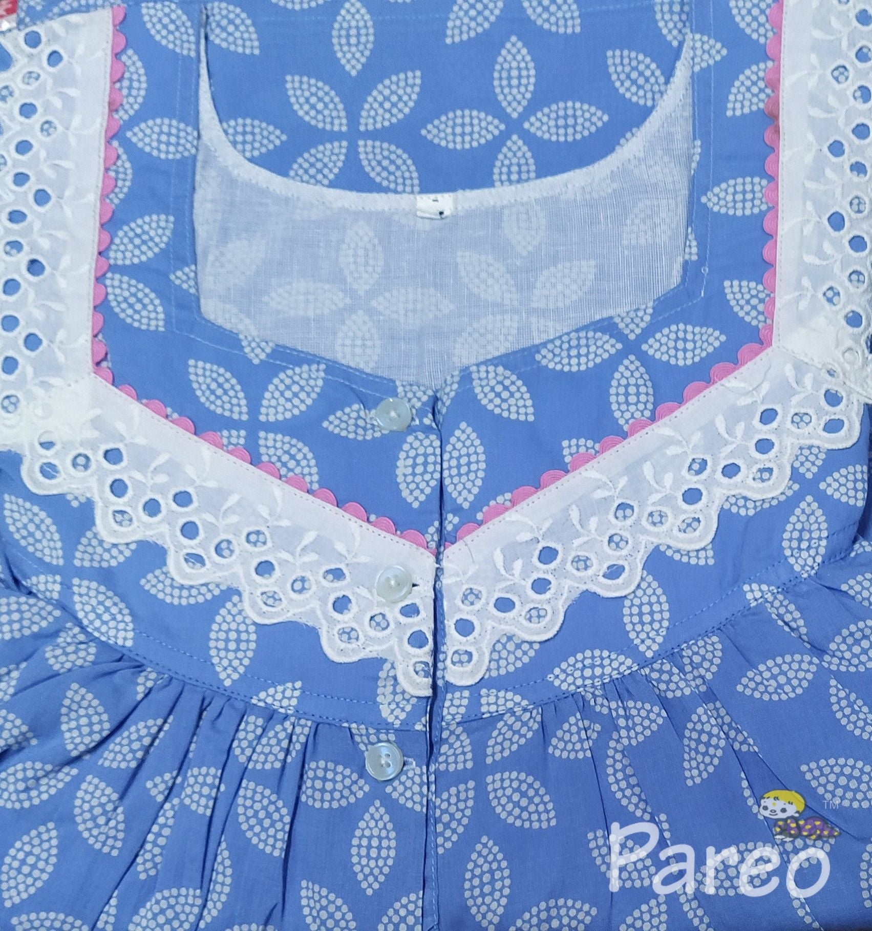 Soft Cotton With Pockets, Half Open Medium Printed Nighty