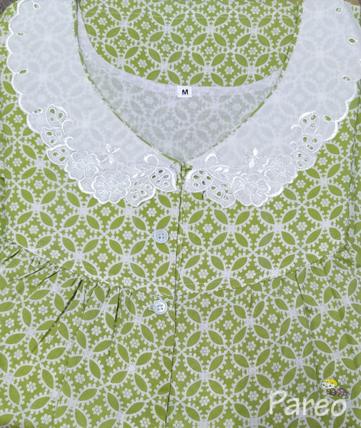 Soft Cotton With Pockets, Half Open, Extra Long Medium Printed Nighty