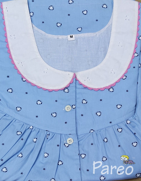 Cotton With Pockets, Half Open Medium Printed Nighty