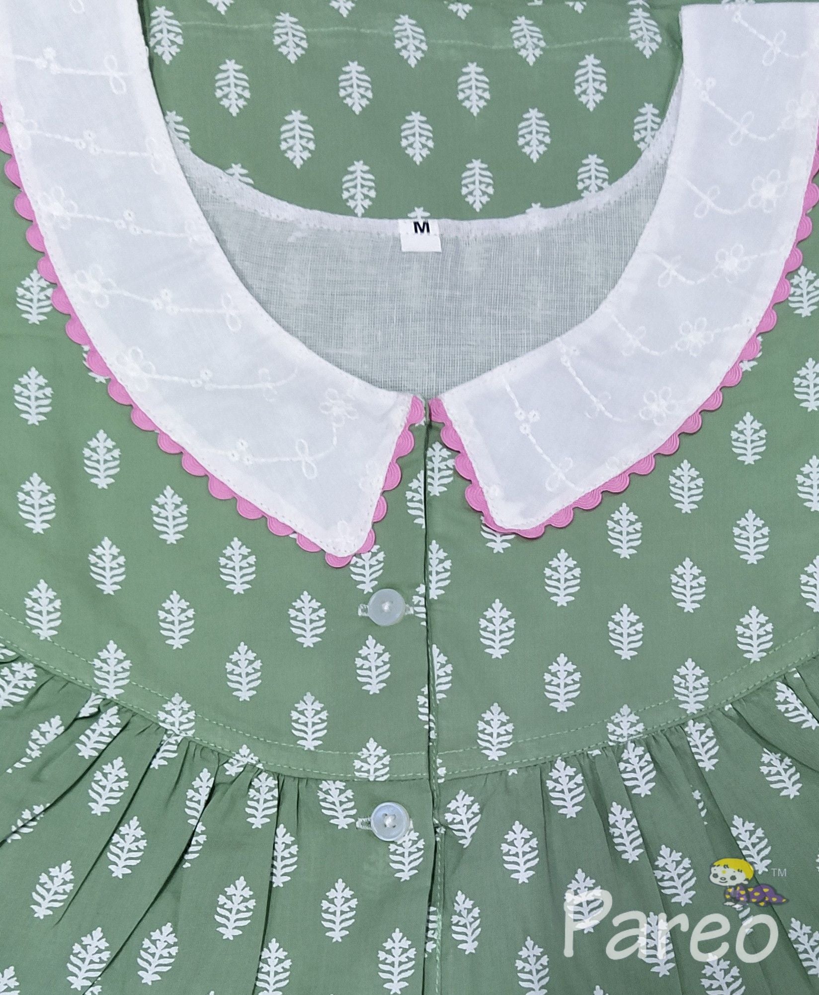 Soft Cotton With Pockets, Half Open Medium Printed Nighty