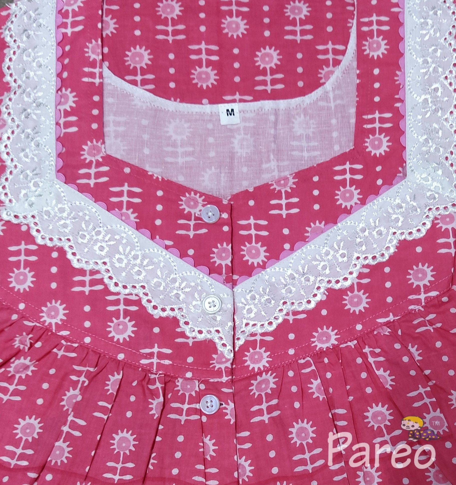 Soft Cotton With Pockets, Half Open Medium Printed Nighty