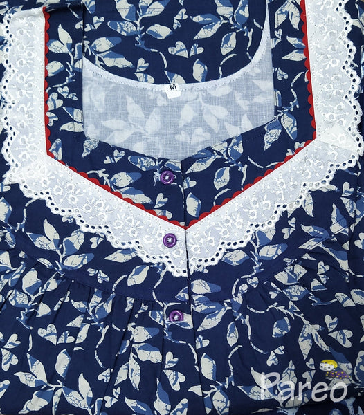 Cotton With Pockets, Half Open Medium Printed Nighty
