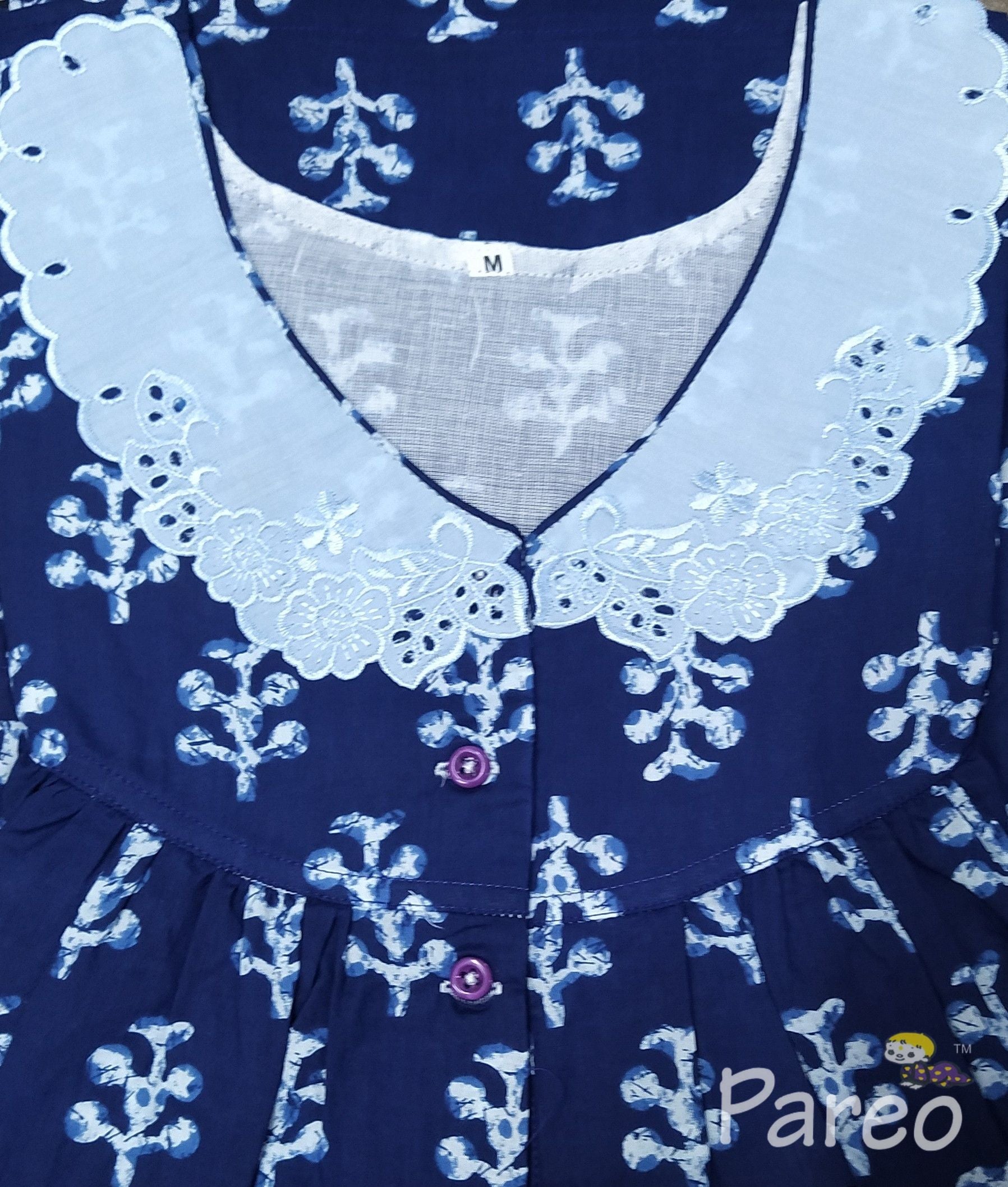 Soft Cotton With Pockets, Half Open Medium Printed Nighty