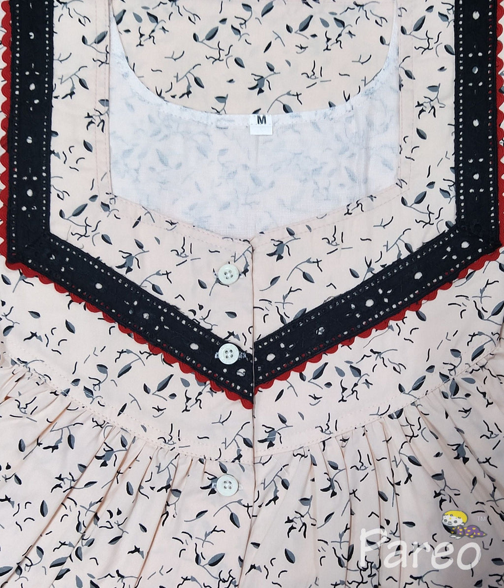 Cotton With Pockets, Half Open Medium Printed Nighty
