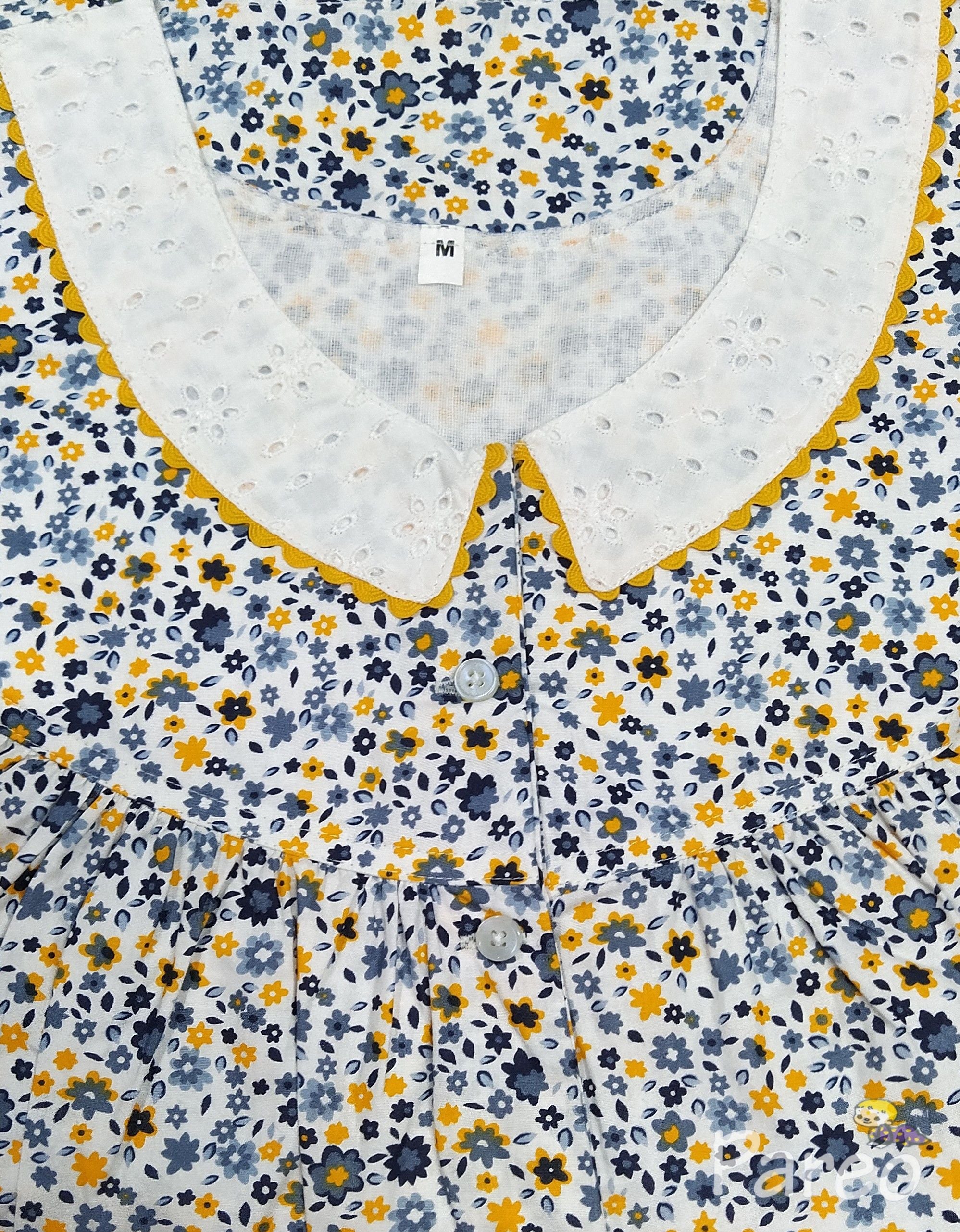 Cotton With Pockets, Half Open, Extra Long Medium Printed Nighty