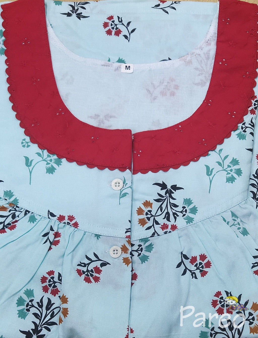 Rayon With Pockets, Half Open Medium Printed Nighty