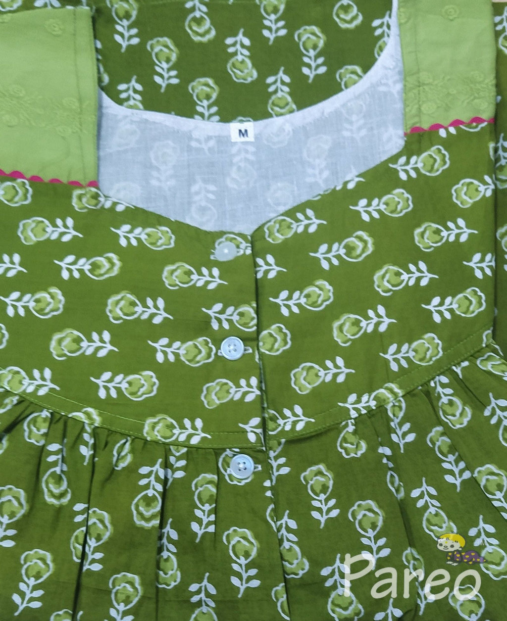 Cotton With Pockets, Half Open Medium Printed Nighty