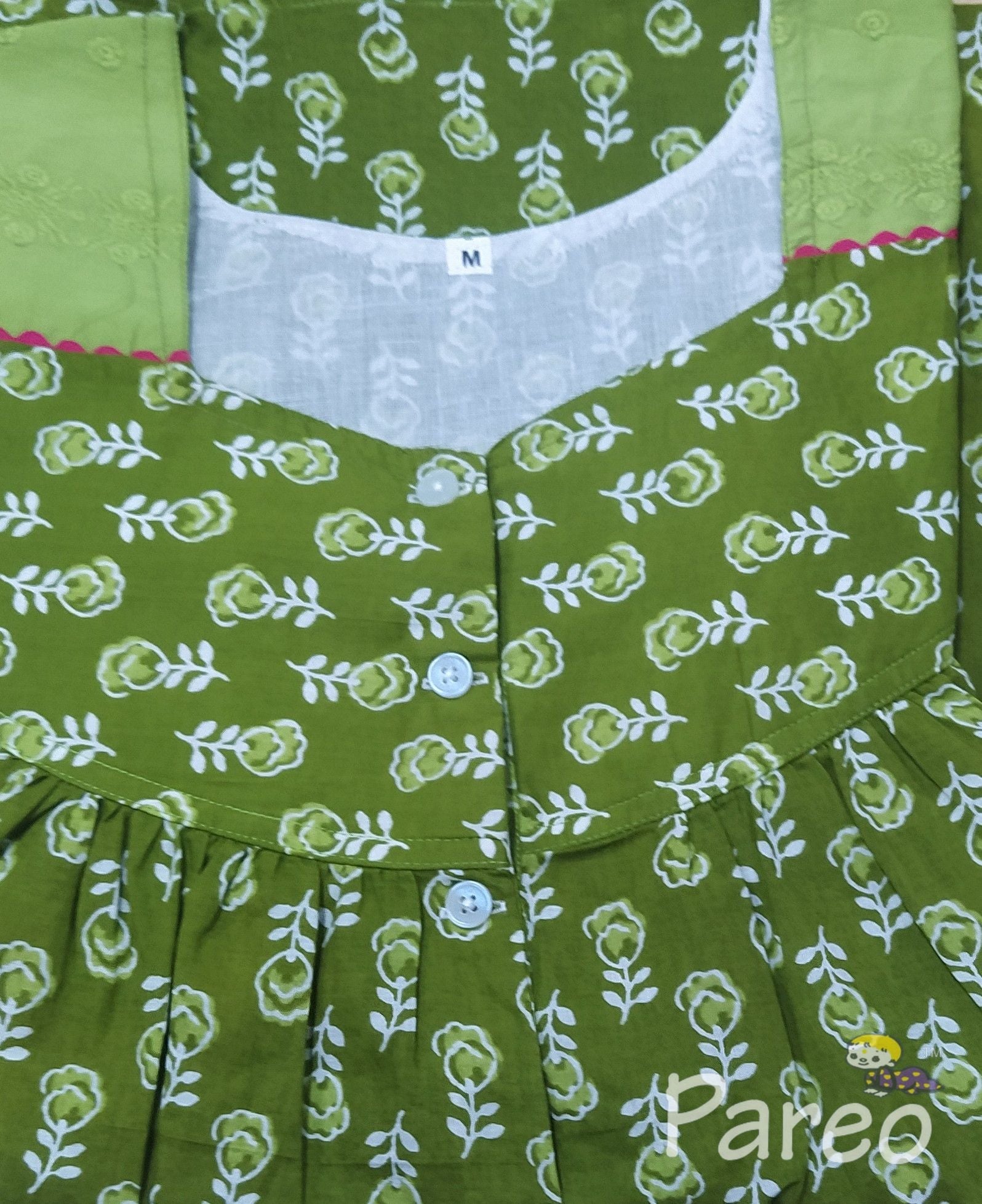 Cotton With Pockets, Half Open Medium Printed Nighty