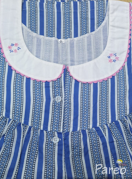 Soft Cotton With Pockets, Half Open, Extra Long Large Printed Nighty