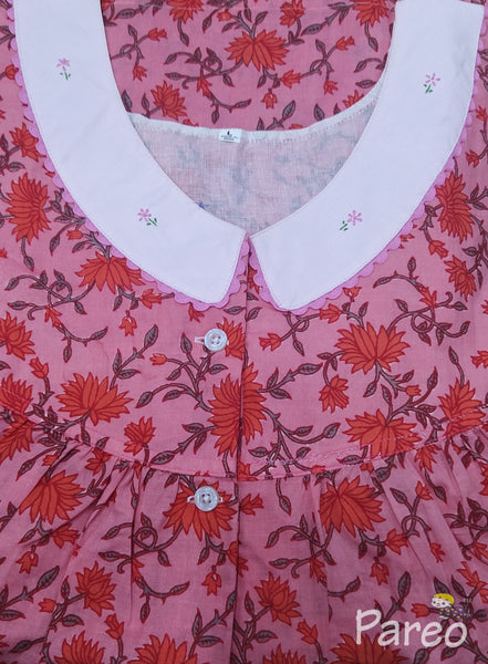 Soft Cotton With Pockets, Half Open, Extra Long Large Printed Nighty