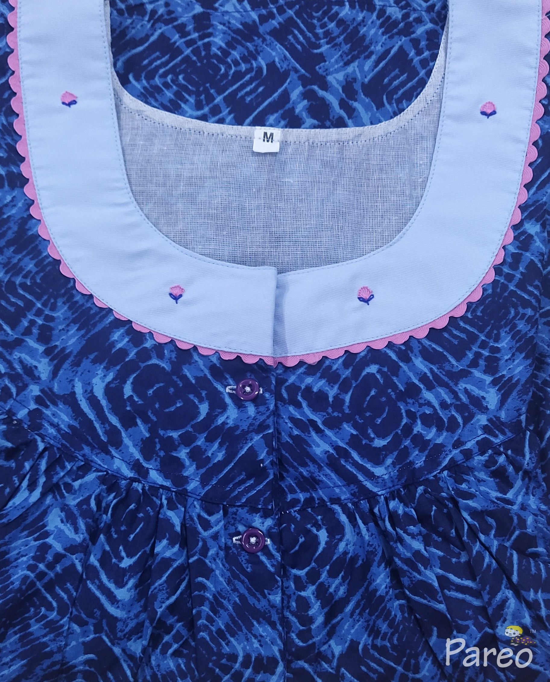 Soft Cotton With Pockets, Half Open Medium Printed Nighty