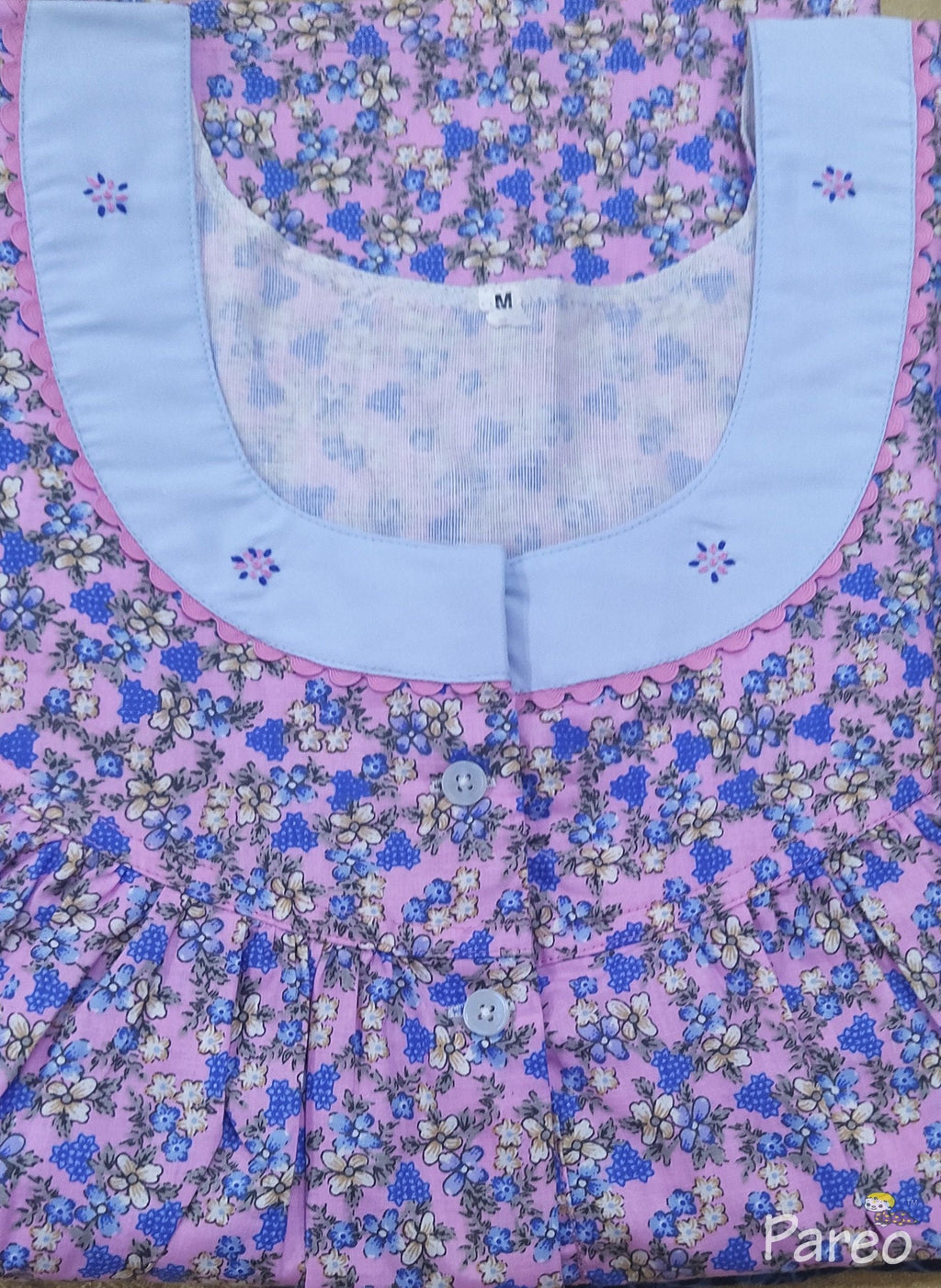Cotton With Pockets, Half Open Medium Printed Nighty