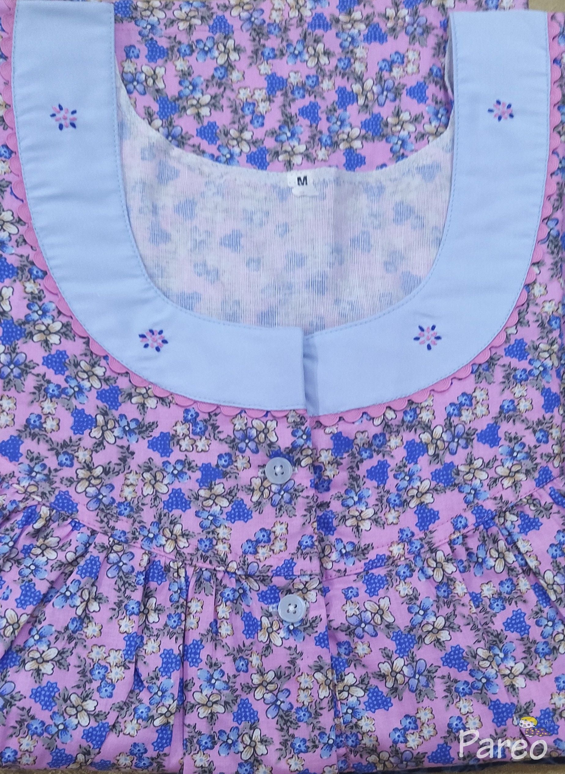 Cotton With Pockets, Half Open Medium Printed Nighty