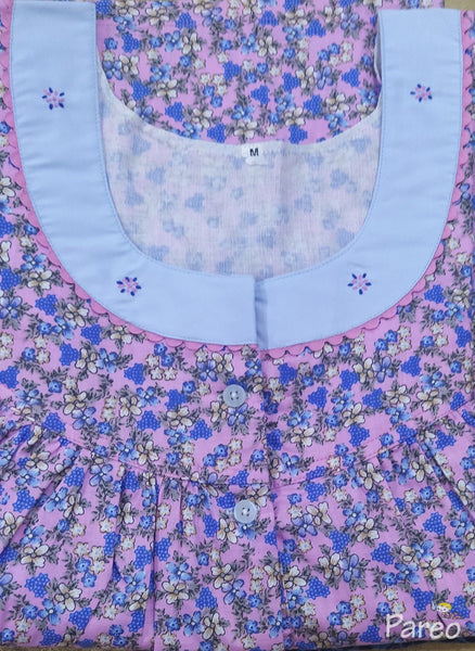 Cotton With Pockets, Half Open Medium Printed Nighty