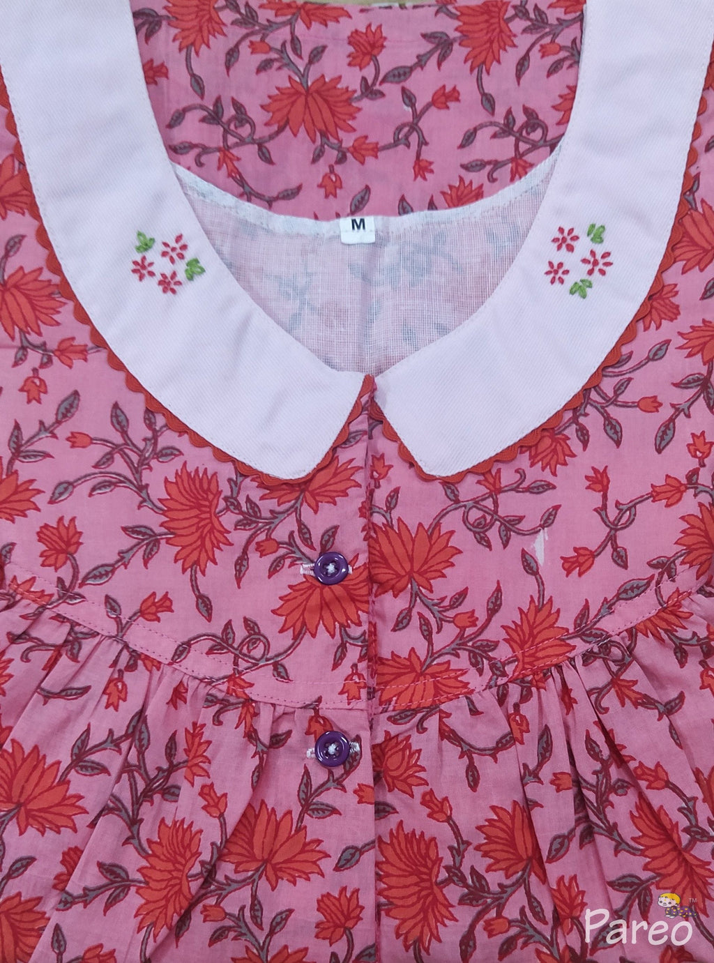 Soft Cotton With Pockets, Half Open Medium Printed Nighty