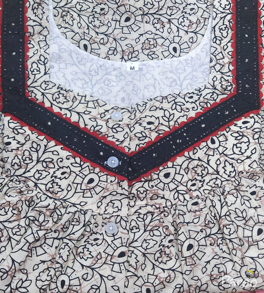 Cotton With Pockets, Half Open Medium Printed Nighty