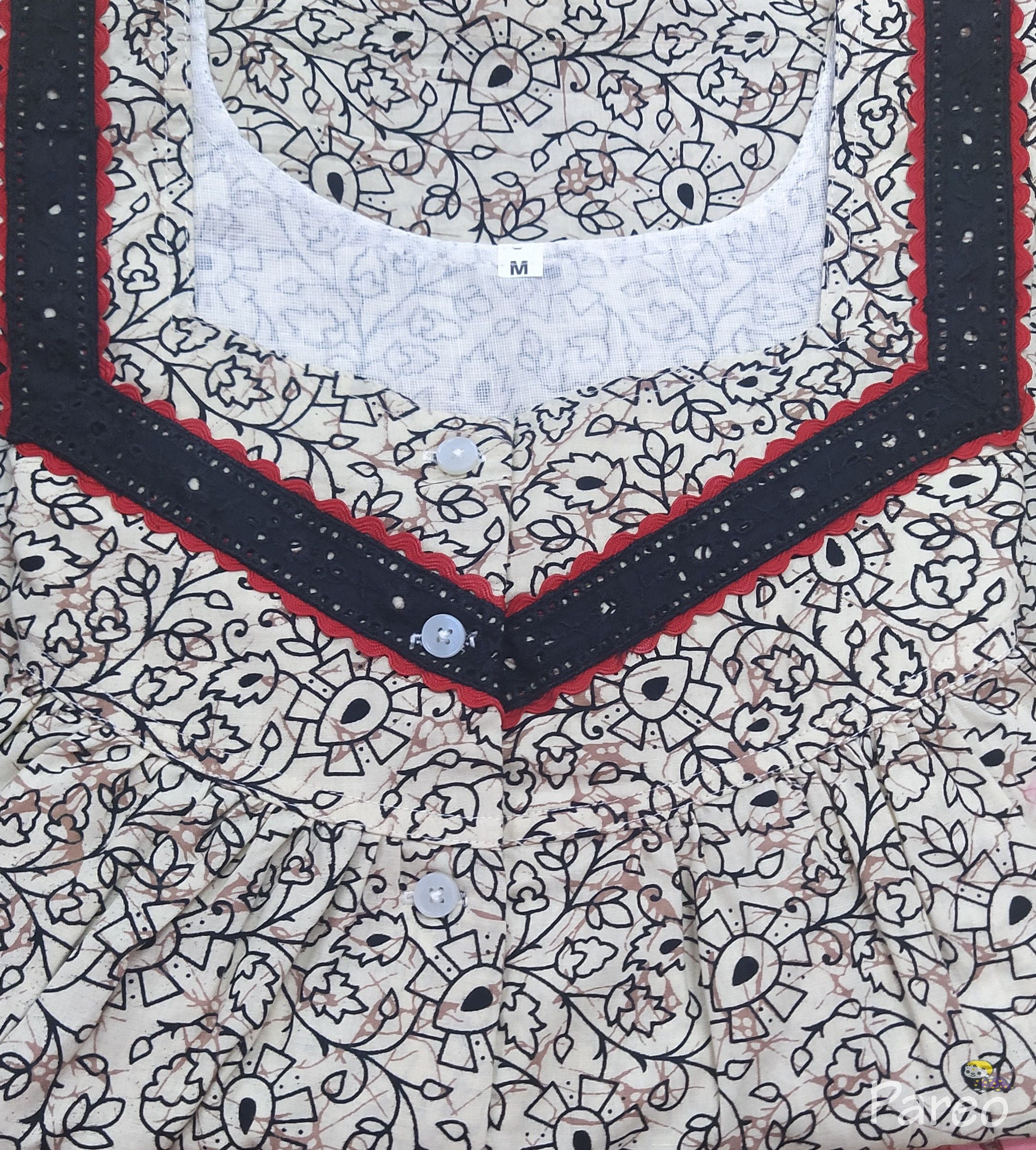 Cotton With Pockets, No Open Small Printed Nighty