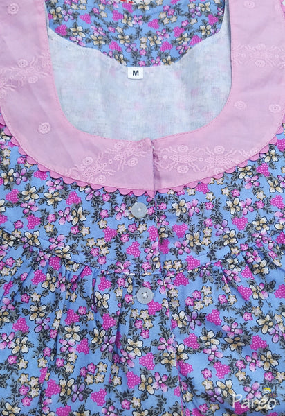 Cotton With Pockets, Half Open Medium Printed Nighty