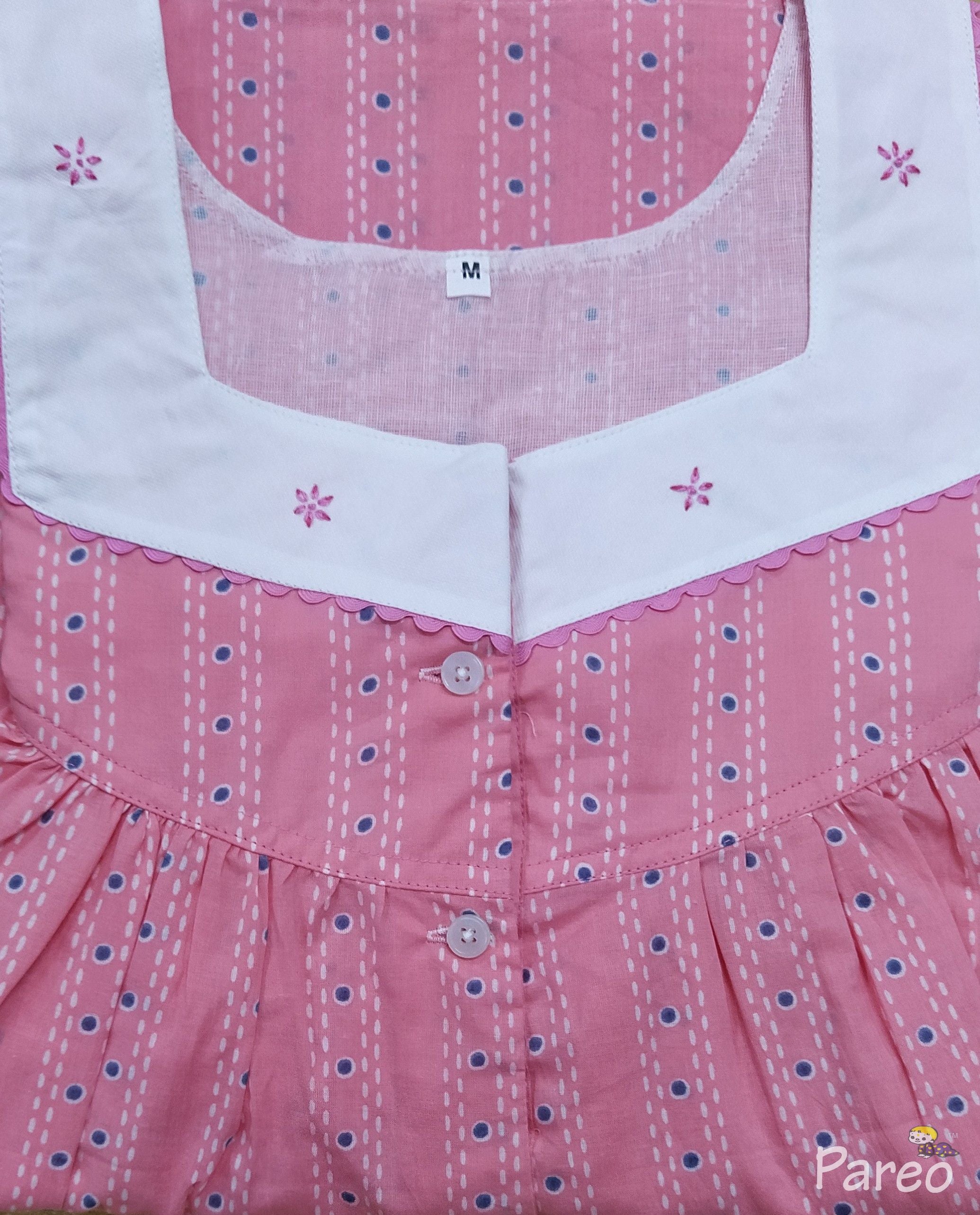 Soft Cotton With Pockets, Half Open Medium Printed Nighty