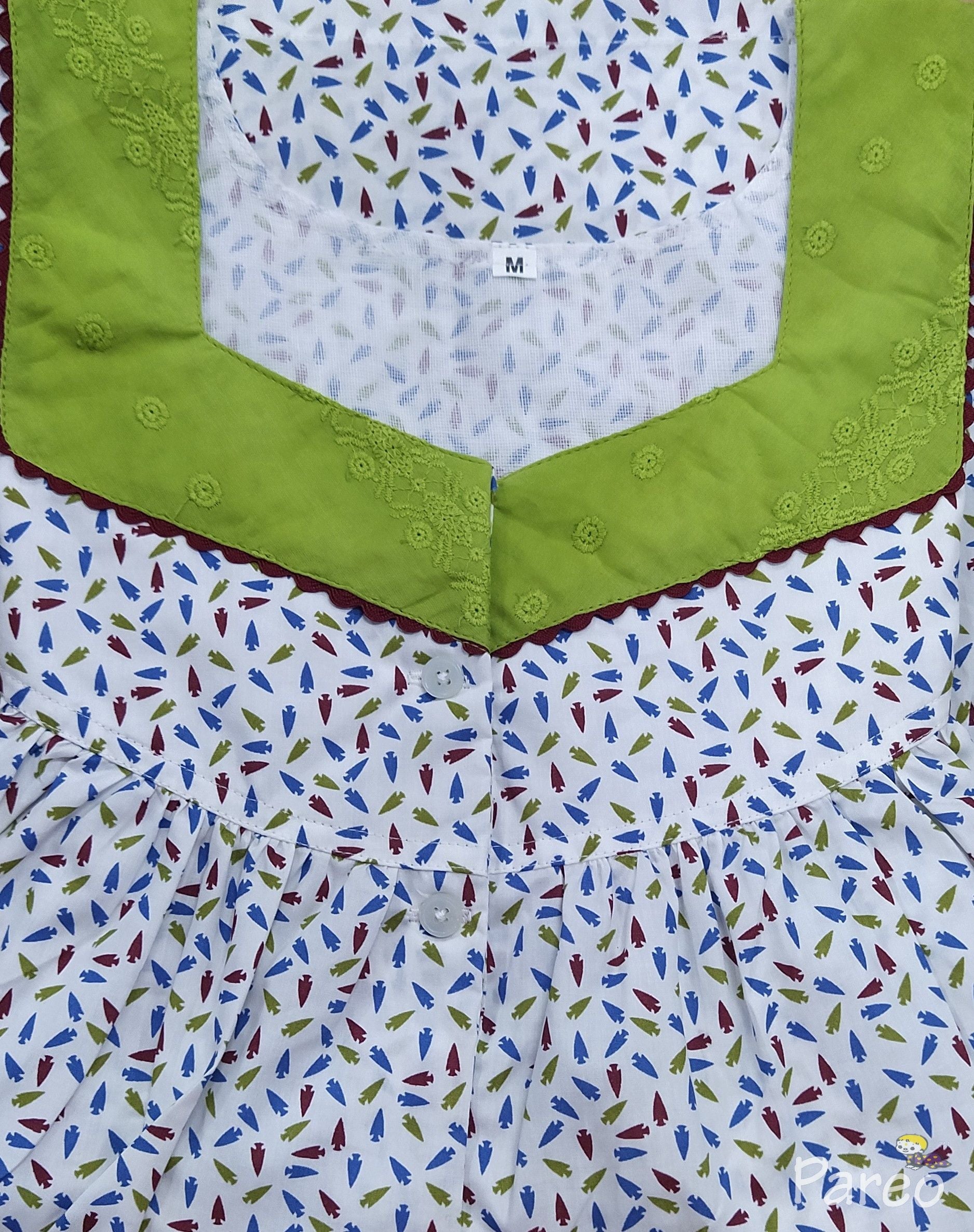 Cotton With Pockets, Half Open Medium Printed Nighty