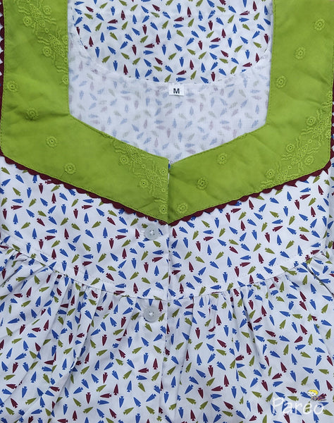 Cotton With Pockets, Half Open Medium Printed Nighty