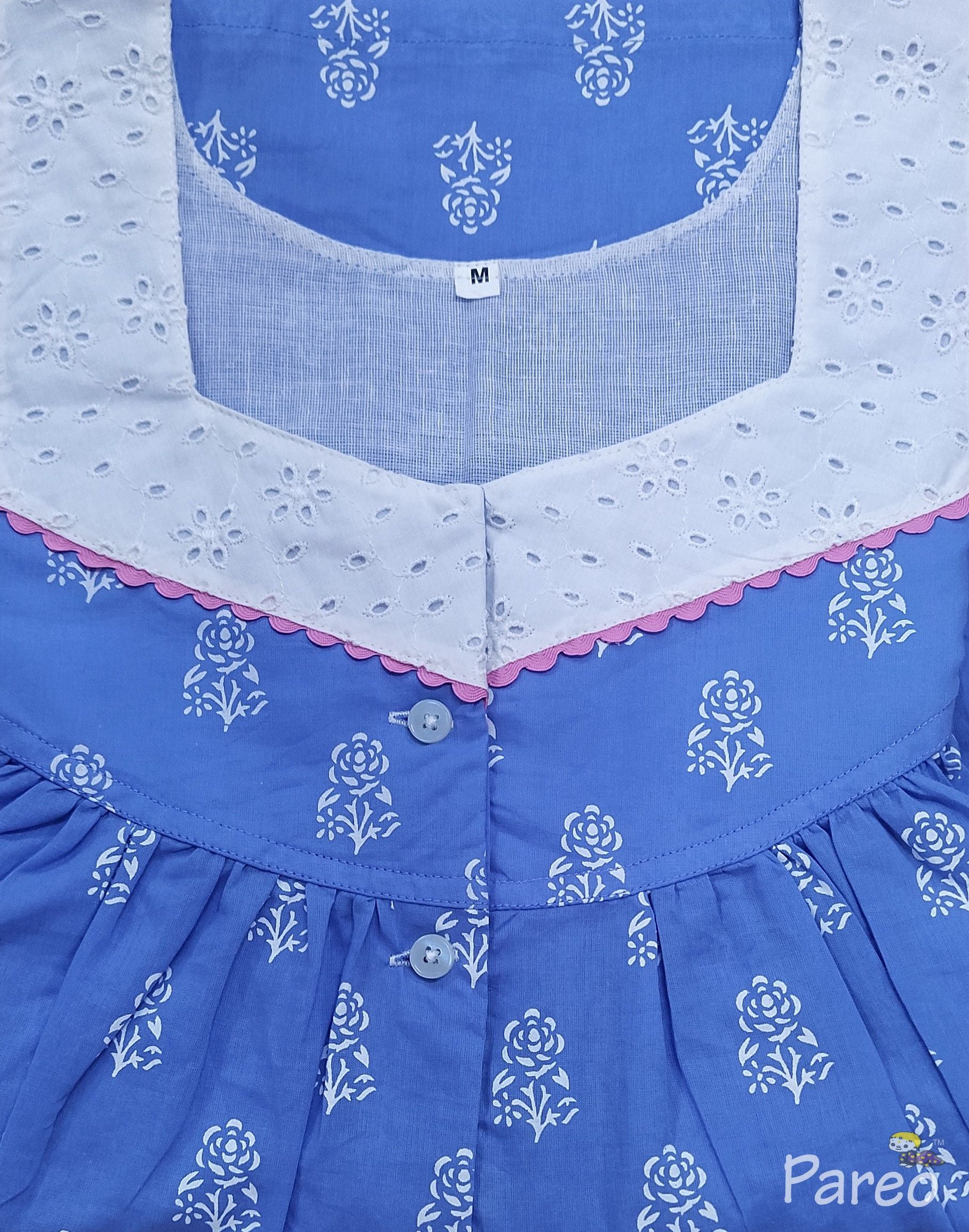 Cotton With Pockets, Half Open Medium Printed Nighty
