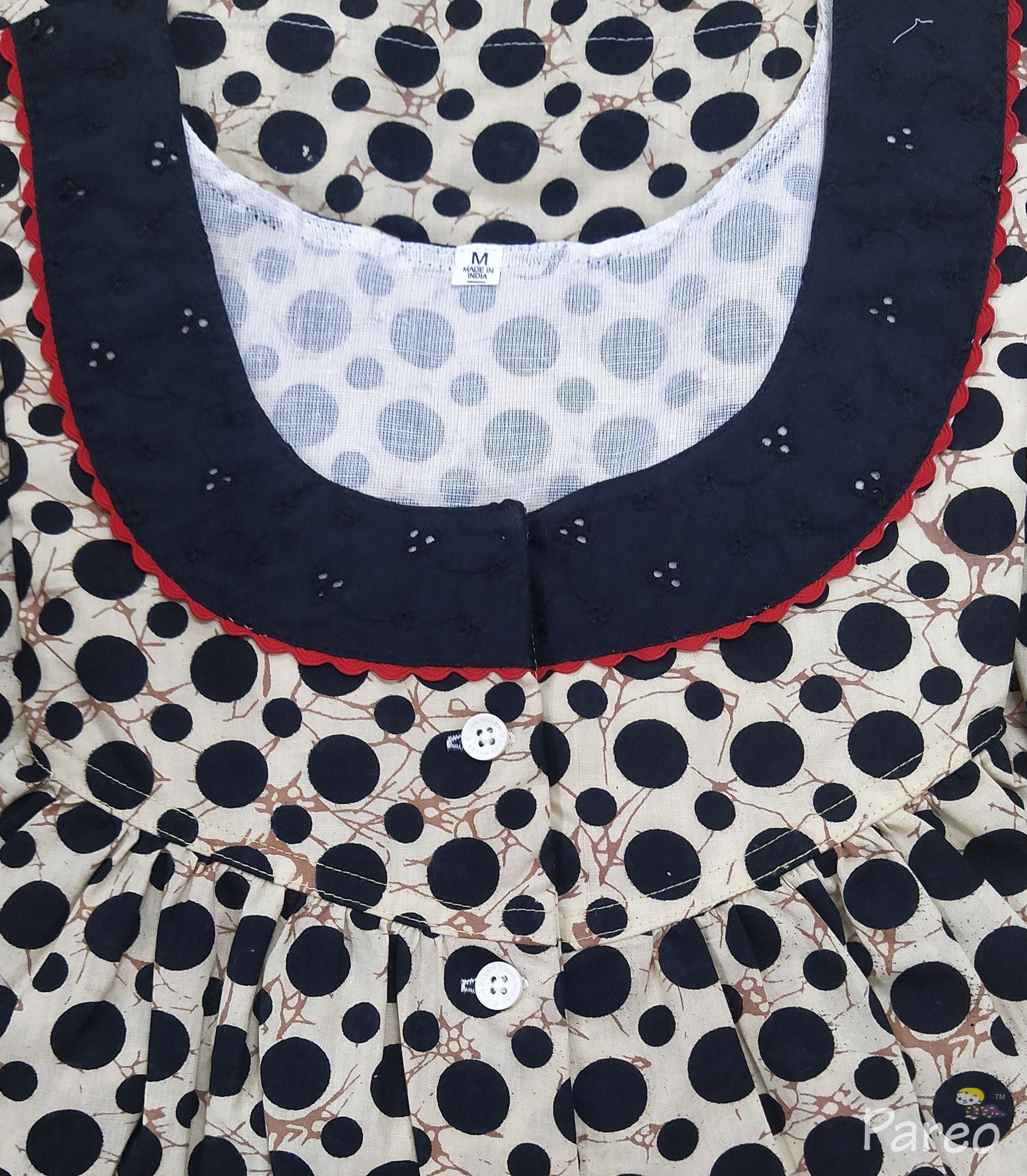 Cotton With Pockets, Half Open Medium Printed Nighty