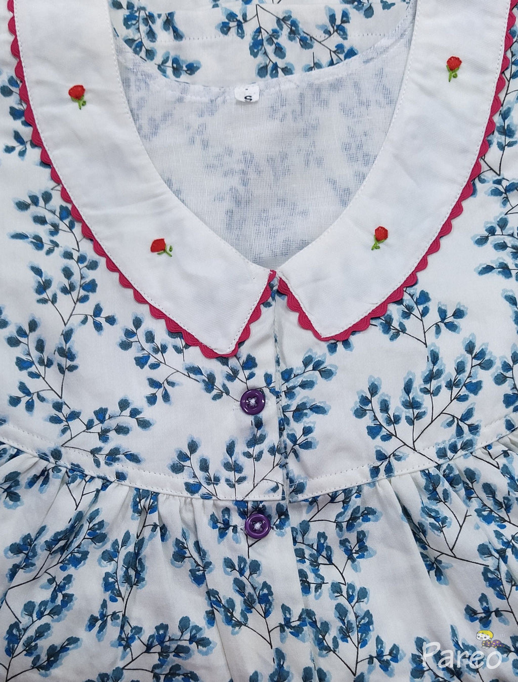 Rayon With Pockets, Half Open Small Printed Nighty