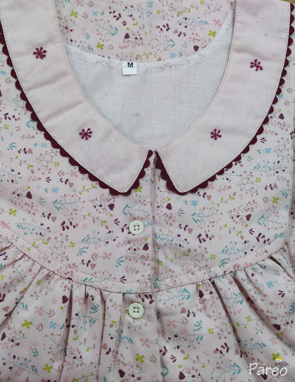 Rayon With Pockets, Half Open Medium Printed Nighty