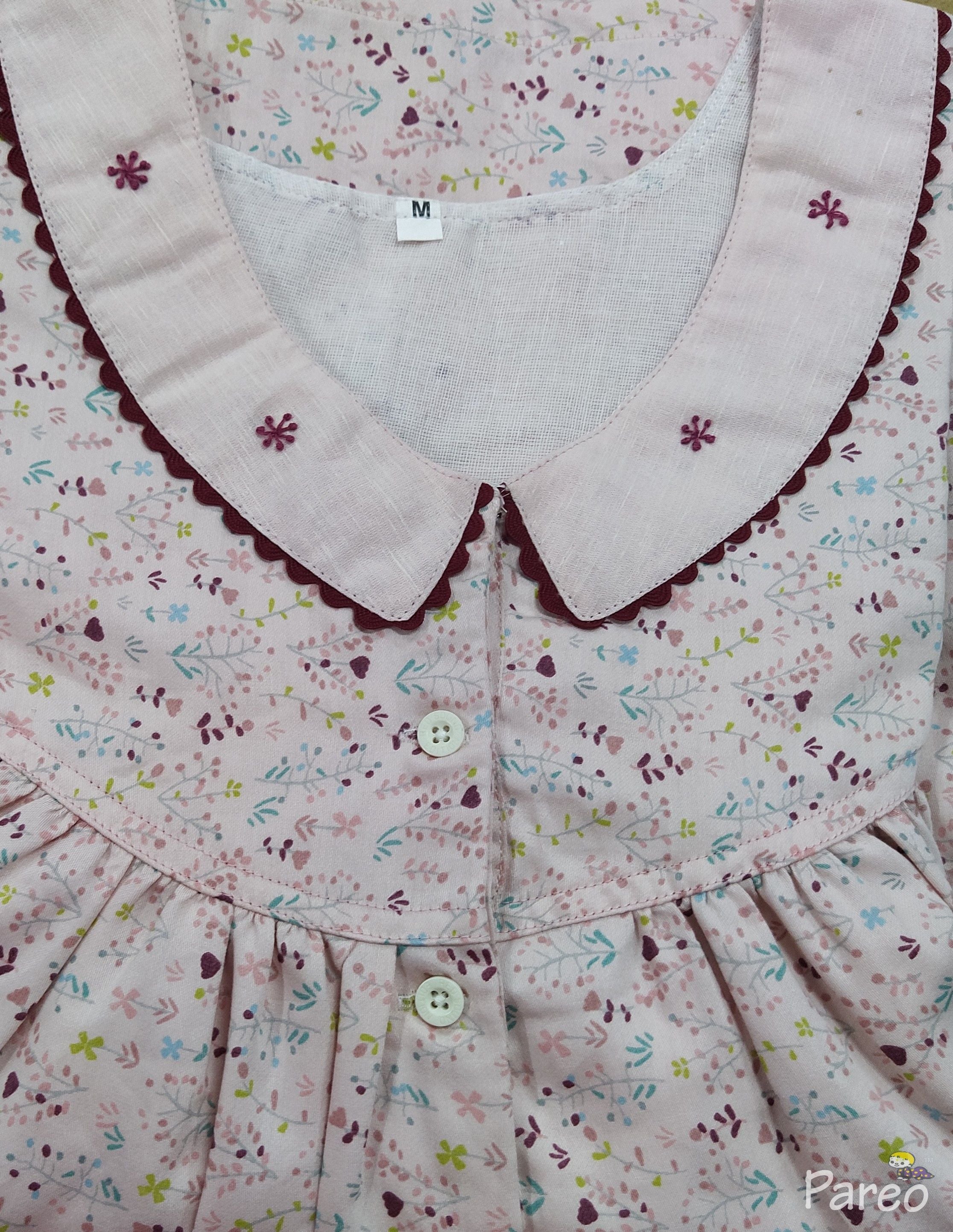Rayon With Pockets, Half Open Medium Printed Nighty