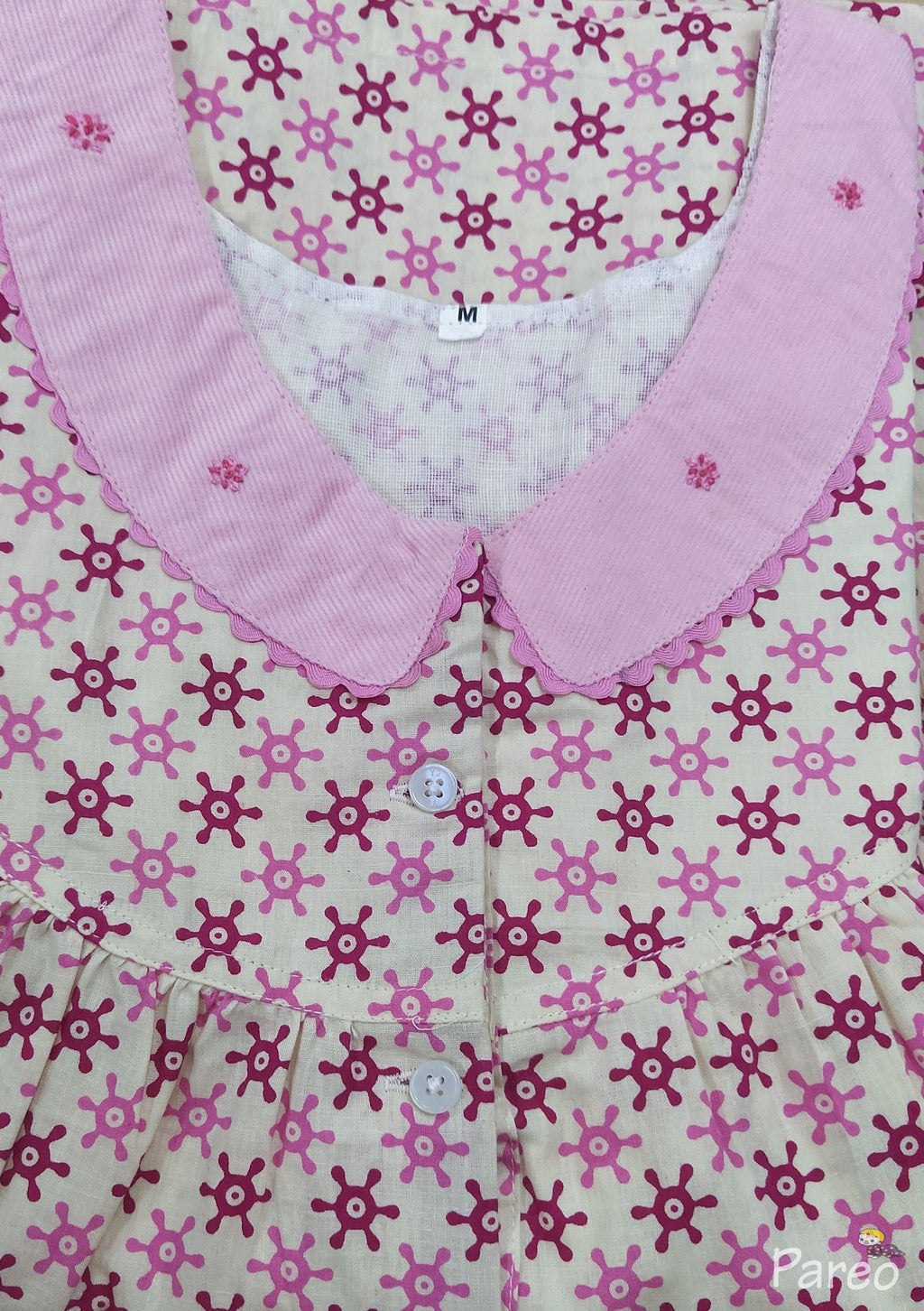 Cotton With Pockets, Half Open Medium Printed Nighty